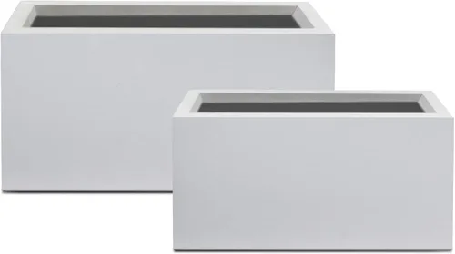 Vista 41 de Kante Macetero rectangular de hormigón de 23.2 pulgadas de largo, macetas grandes para interiores y exteriores con orificio de drenaje y tapón