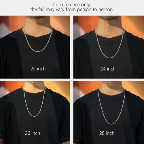 Vista 7 de PROSTEEL 925 Sterling Silver Cuban Link Chain Necklace, Dainty Figaro Chains, Solid & Shiny, 3mm5mm, 14-28 inch, Come Gift Box