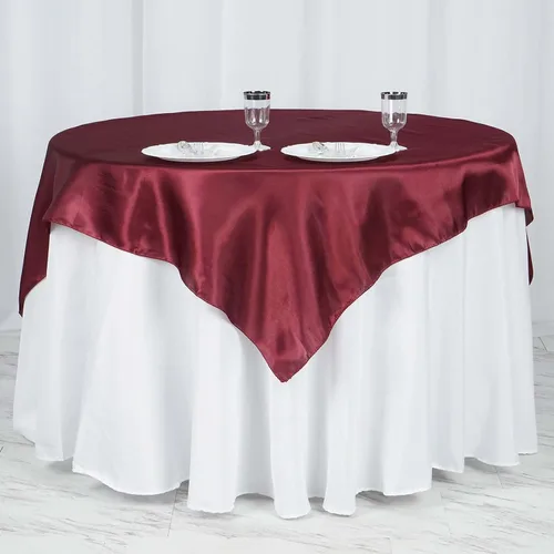 Vista 46 de Efavormart Paquete de 5 Sobremanteles Cuadrados de Satén de 60" para Decoraciones de Mesa de Bodas, Catering y Fiestas, Cubierta de Mantel Negro