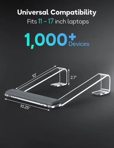 Vista 5 de JCZT Soporte de Laptop de Acrílico Transparente para Escritorio, con Reposamuñecas, Soporte Ergonómico Desmontable Compatible con Todas las Laptops