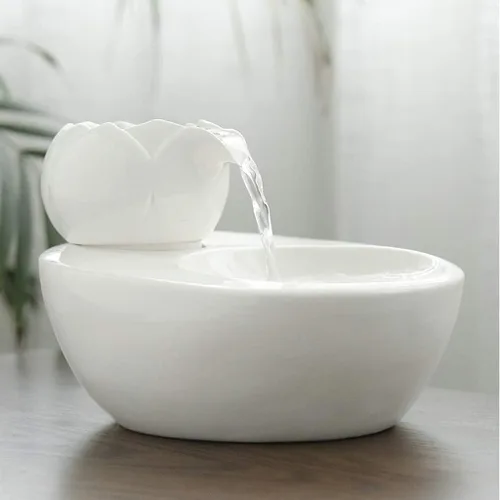 Vista 4 de TISTIK Ceramics - Fuente de agua para gatos con bomba ultrasilenciosa y filtro, dispensador automático de agua para mascotas de 1.3 litros