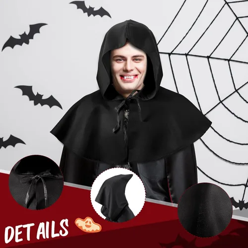 Vista 3 de Boyiee Disfraz medieval de Halloween con capucha para disfraz de médico de plaga, accesorio de cosplay pagano