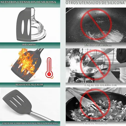 Vista 6 de Umite Chef Juego de utensilios de cocina de silicona, 43 espátulas de silicona con mango de acero inoxidable, antiadherente, resistente al calor