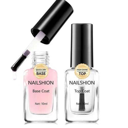 Vista 17 de Capa base y capa superior, esmalte de uñas regular transparente, rico en calcio VE secado rápido al aire fortalecimiento de uñas, sin gel, 2 piezas