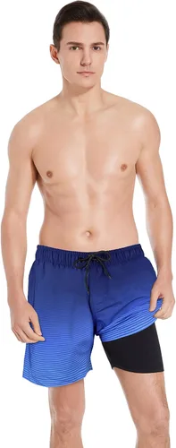 Vista 7 de MILANKERR 5.5 inch 7 inch Mens Swim Trunks with Compression Liner,Mens Bathing Suit Quick Dry Stretch Swimming Trunks for Men