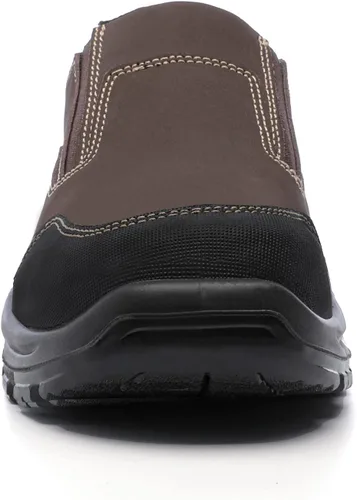 Vista 3 de DRKA Zapatos de punta de acero para hombres,Zapatos de acero sin cordones con punta de acero,Zapatos de trabajo de seguridad cómodos antideslizantes