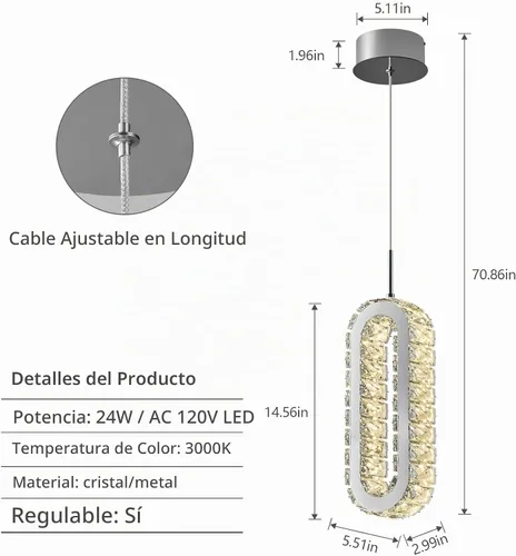 Vista 2 de Iluminación colgante para isla de cocina LED moderna cromada, mini candelabros ovalados de cristal para dormitorio, sala de estar, baño, comedor