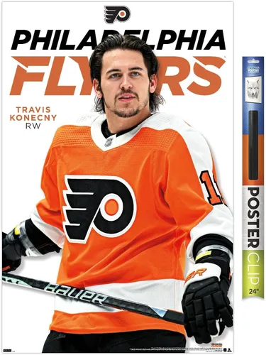 Vista 15 de Trends International Póster de pared de la NHL Philadelphia Flyers - Travis Konecny Feature Series 23 Versión enmarcada de caoba