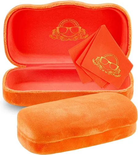 Vista 8 de Hard Shell Glasses Case w/Cloth,Velvet Reading Glass, Eyeglass Case, Lightweight, Crush-Resistant, Men & Women Azul terciopelo