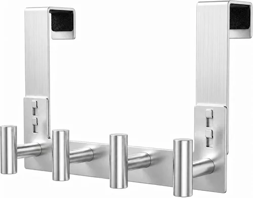 Vista 28 de HUFEEOH Paquete de 1 soporte negro para puerta con 4 ganchos en T