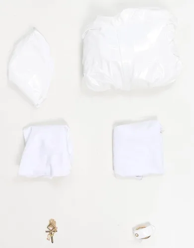 Vista 8 de miccostumes x Chowbie Sisters - Disfraz de monja para mujer, overol blanco con cuello y diadema y collar