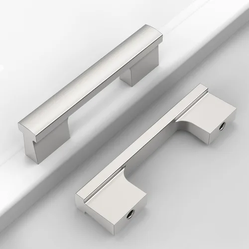 Vista 13 de Paquete de 12 manijas de níquel satinado cepillado de 5 pulgadas (5.039 in) para gabinetes de cocina, tiradores de cajones de cocina, accesorios