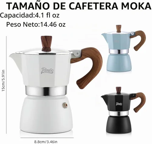 Vista 8 de Estufa para máquina de café expreso, olla de camping Moka de 2 tazas/4.1 fl oz, cafetera italiana de café expreso, fácil de usar (negro)