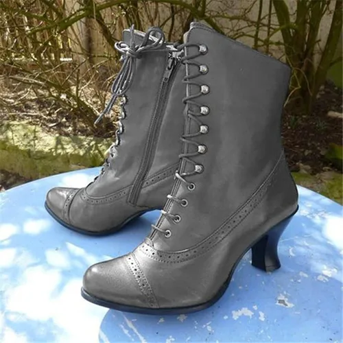 Vista 2 de ZHOUXINGB Ankle Boots for Women Womens Wide Calf over The Knee Boots Boots Splicing Women Vintage Shoes High Boots Women Printed Heels women's boots