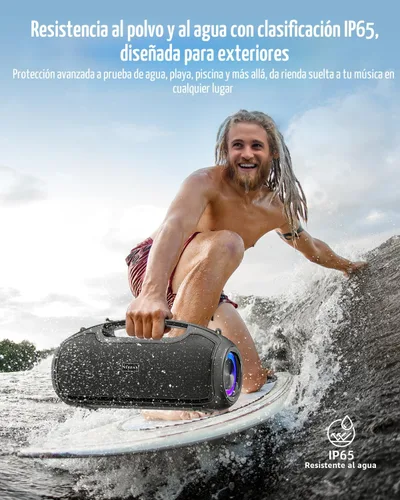 Vista 5 de Altavoces Bluetooth portátiles inalámbricos de actualización, sonido fuerte de 200W (pico)/graves profundos para fiesta, altavoz impermeable al aire