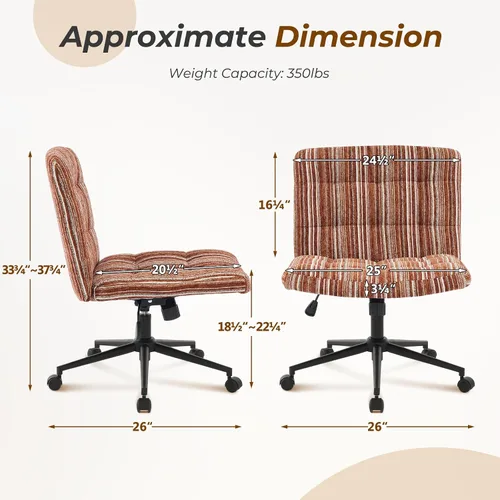Vista 2 de Furnimart Silla de escritorio giratoria de 360° con tiras cruzadas, cojín extra grueso, silla de felpilla de alta calidad con patas cruzadas