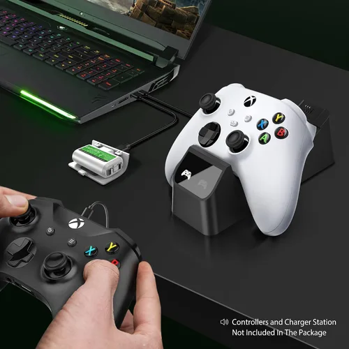 Vista 6 de 2 Pack Rechargeable Controller Battery Pack for Xbox OneXbox Series X S with 4 Battery Cover (White) Play and Charge Kit with Micro USB Charging