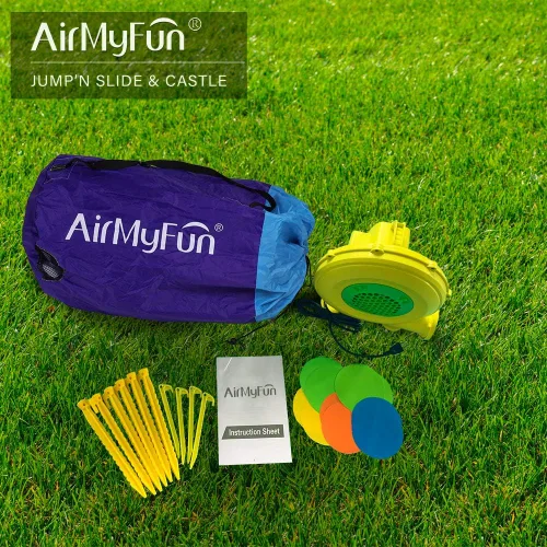 Vista 8 de AirMyFun Casa inflable de rebote para niños pequeños para interiores y exteriores, casa de rebote ancha para niños grandes con soplador de 450 W