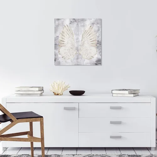 Vista 3 de Wynwood Studio Arte en lienzo envuelto contemporáneo de moda y glamour, alas de ángel de amatista, arte de pared para sala de estar, dormitorio