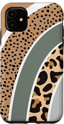 Vista 8 de Boho Burnt Orange Half Rainbow with Dotted Pattern Leopard Case for iPhone 17