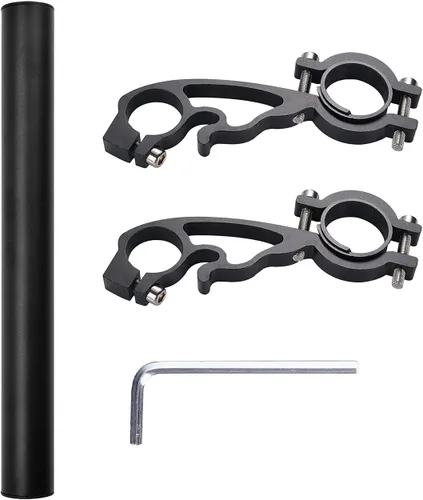 Vista 3 de Extensión extensor de manillar doble para bicicleta, aleación de aluminio de 11.8 pulgadas/11.8 in, accesorios de soporte de bicicleta súper largo