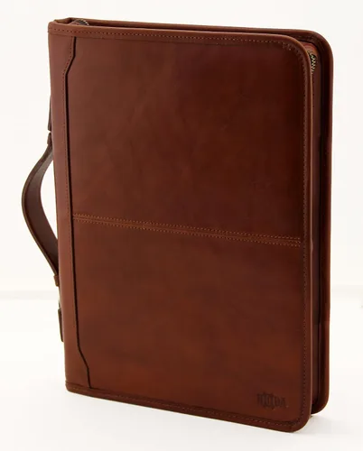 Vista 4 de Noda Executive Leather Padfolio - Carpeta profesional de 3 anillos con cierre de cremallera currículum, documento, bloc de notas, tableta