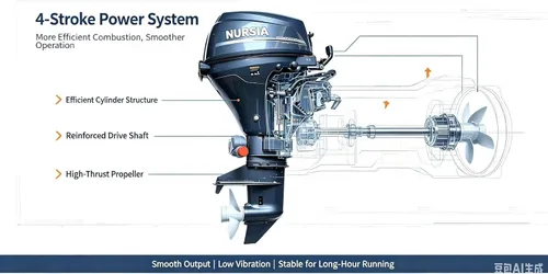 Vista 6 de NURSIA Motor fuera de borda de 4 tiempos de 12Hp con tanque de combustible
