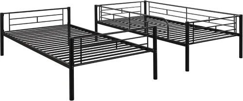 Vista 4 de Harper & Bright Designs Litera de metal individual sobre individual con escalera extraíble, marco de cama resistente con rieles de protección
