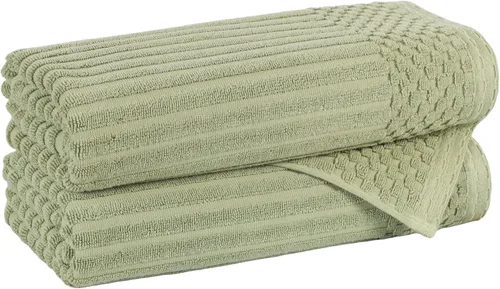 Vista 100 de Superior Juego de 6 toallas de algodón sólido y acanalado, toallas de cara de 13 x 13 pulgadas, toallas de mano de 16 x 28 pulgadas, toallas de baño