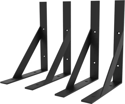 Vista 8 de SOGAL Soporte de estante de 3 x 4 pulgadas, soportes de estante negros, soportes de estante pequeños, soportes angulares de soporte de estante