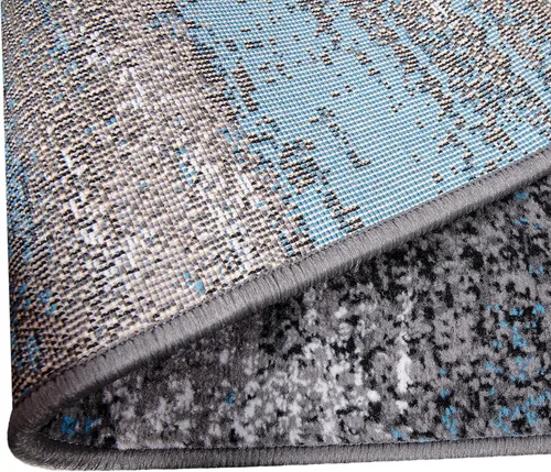 Vista 8 de Flash Furniture Rylan Collection - Alfombra contemporánea de olefinas azules, de pelo alto, 2 x 10 pies, respaldo de yute, pasillo, entrada