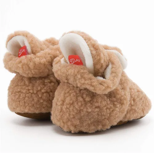 Vista 9 de Botines de forro polar para bebés, niños y niñas, pantuflas antideslizantes con agarre suave, zapatos de calcetín para recién nacidos, cuna