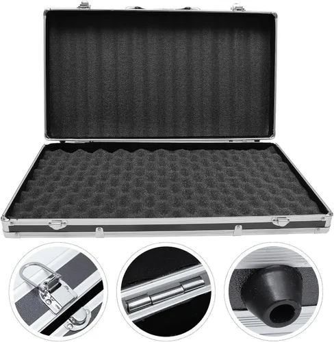 Vista 3 de Yardwe Caja de aluminio Caja de herramientas portátil Estuche rígido con espuma protege herramientas electrónicas Instrumentos de prueba Cámaras