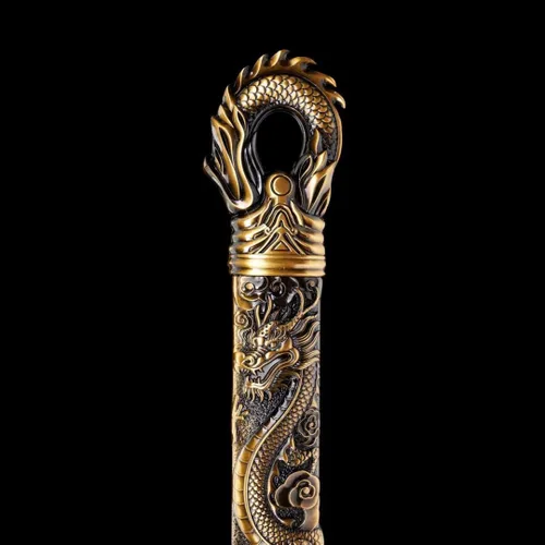 Vista 8 de Hoja de acero al carbono recta hecha a mano con patrón fresco chino Tang Dao Dragon Sword