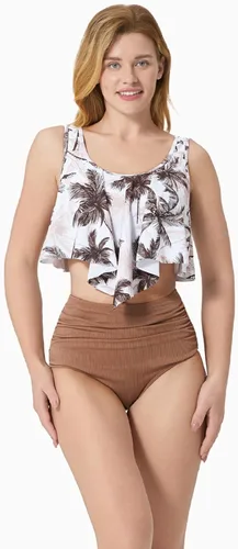 Vista 3 de PATPAT Traje de baño familiar a juego de dos piezas hawaiano tropical playa bikini y traje de baño conjunto de trajes de baño para mamá y yo