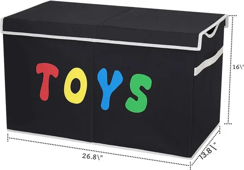 Vista 4 de YOLOXO Caja de Juguetes Cofre, Contenedores de Almacenamiento Plegables Resistentes con Tapas, Cajas Organizadoras de Almacenamiento de Juguetes