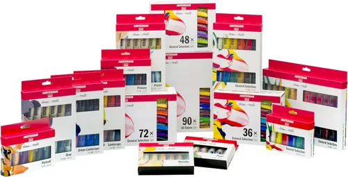 Vista 6 de Amsterdam Juego de pintura acrílica serie estándar, juego de paisaje (tubos de 12 x 0.7 fl oz), mezcla de colores, perfecto para pinturas de paisajes