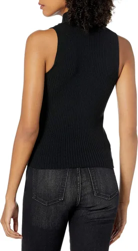 Vista 3 de The Drop Suéter Karolina sin mangas de cuello alto acanalado para mujer
