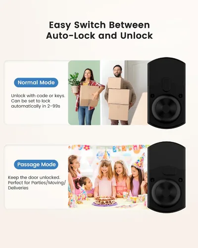 Vista 7 de Hidalife Pomo de puerta inteligente con teclado, cerradura de puerta de entrada sin llave de huellas dactilares para puerta delantera, modo de paso