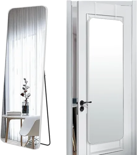 Vista 13 de SCWF-GZ Espejo rectangular de longitud completa de 24 x 36 pulgadas, montado en la pared o contra la pared, aleación de aluminio, marco de metal