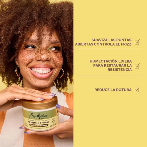 Vista 5 de SheaMoisture Aceite de Ricino Negro Jamaiquino, Acondicionador Fortalecedor y Restaurador Sin Enjuague, 11.5 fl oz (340 ml)