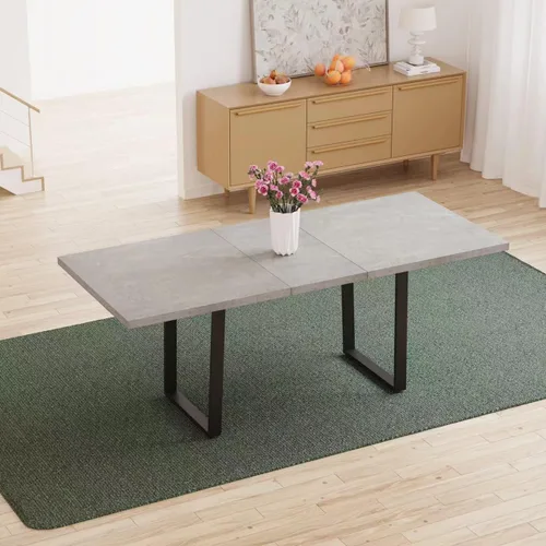 Vista 4 de ZckyCine Juego de mesa de comedor para 6-8 personas, mesa de comedor de cocina extensible de madera y 6 sillas tapizadas, muebles de cocina