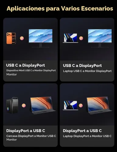 Vista 6 de Cable USB C a DisplayPort 2.1 bidireccional, video de 16K a 60Hz