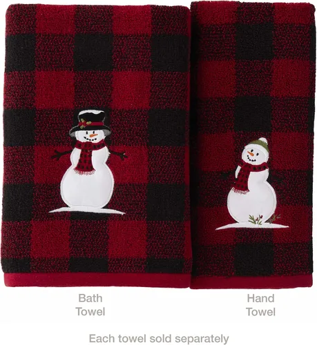 Vista 2 de SKL Home Navidad/Regalo Bosque Invierno Muñeco de Nieve Toalla de Baño, Rojo