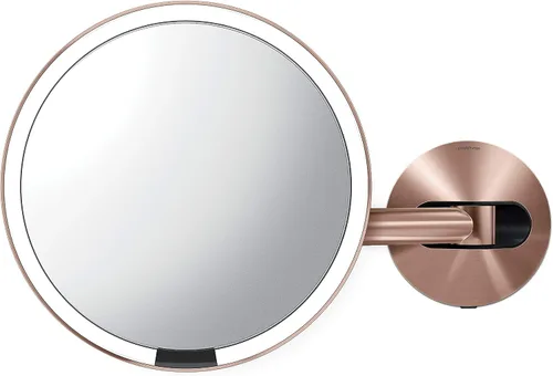 Vista 4 de simplehuman Espejo Sensor, Espejo de Maquillaje de Montaje en Pared con Luz, 8" Redondo Iluminado con Aumento (5X), Cableado Fijo, Brazo Giratorio
