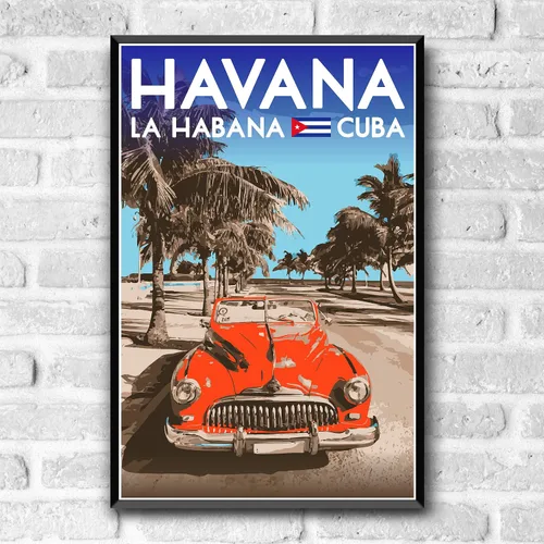 Vista 2 de GO SEE DESIGN Póster de viaje estilo vintage Havana Cuba - 8 x 10 - 12 x 18 - 18 x 24 - 24 x 36 / 4 x 6 pulgadas, impresión artística estilo WPA La