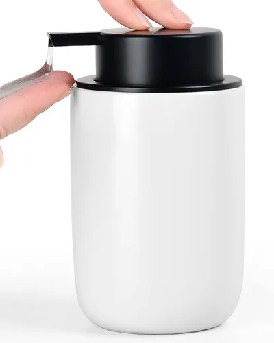 Vista 8 de BosilunLife Dispensador de jabón de espuma – Dispensador de espuma de cerámica para lavado de manos para baño, dispensador de jabón pequeño moderno