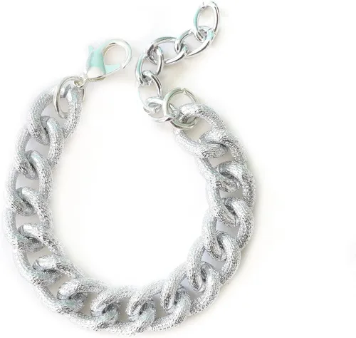 Vista 7 de Textured Faux Pavé Matte Cuban Link Chain Bracelet
