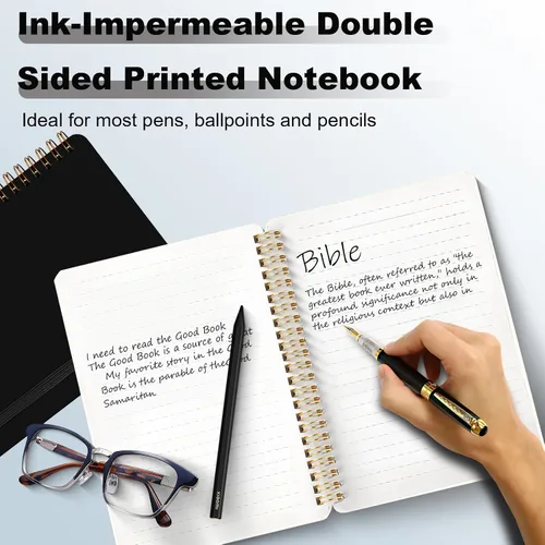 Vista 5 de 4 Pz Cuaderno en Espiral, Cuaderno Diario en Espiral, Cuadernos para Trabajo, Toma de Notas, Escuela, Cuadernos Pequeños con Correa, Cuadernos Negro