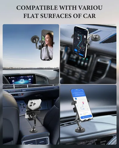 Vista 8 de Gravity Lock - Soporte de teléfono de doble brazo para automóvil con rotación de 360° y protección de silicona, soporte plegable universal